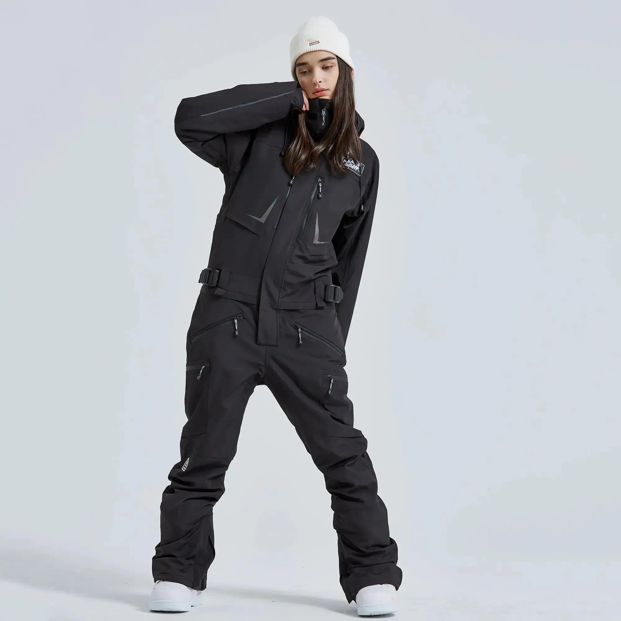 Women Outdoor Hooded Ski Suits Winter One Piece Snowsuits Jumpsuits