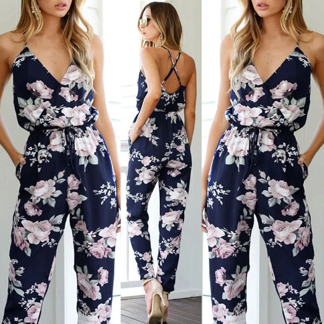 Women  Party V-Neck Floral Print Rompers