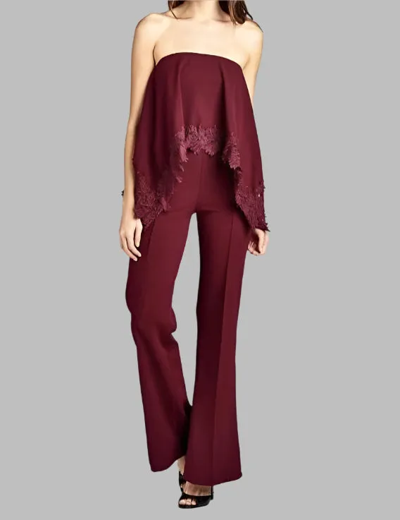 WOMEN "Elegant Burgundy Sleeveless Jumpsuit"