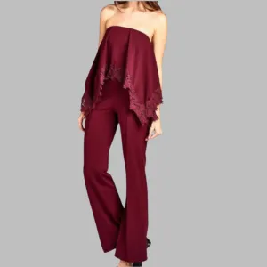 WOMEN "Elegant Burgundy Sleeveless Jumpsuit"