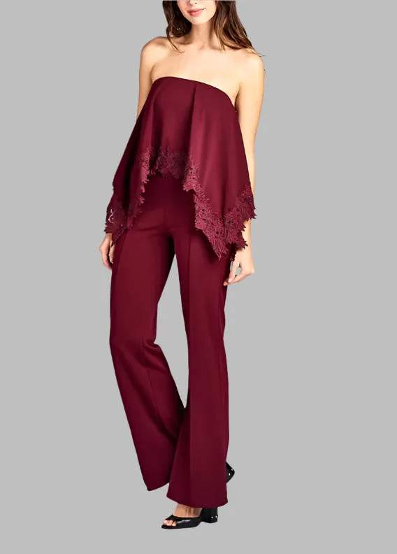 WOMEN "Elegant Burgundy Sleeveless Jumpsuit"