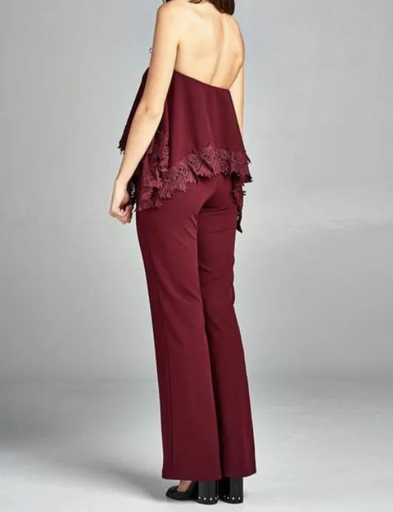 WOMEN "Elegant Burgundy Sleeveless Jumpsuit"