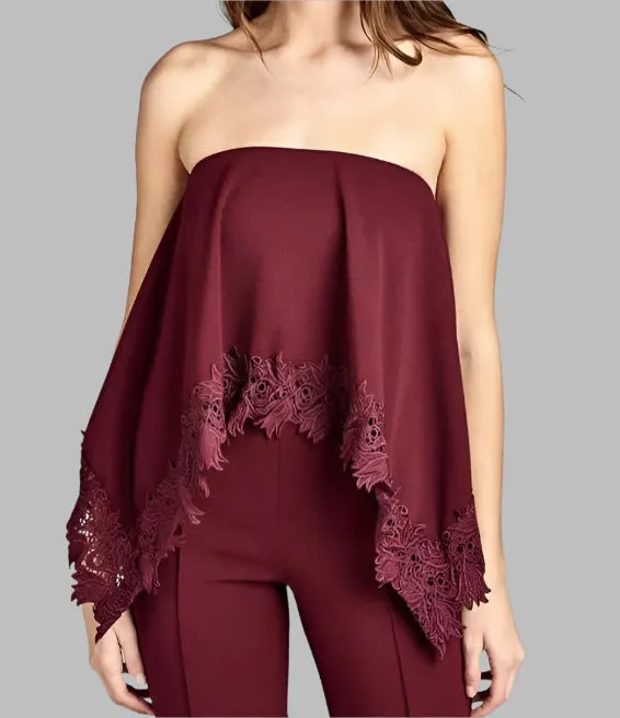 WOMEN "Elegant Burgundy Sleeveless Jumpsuit"