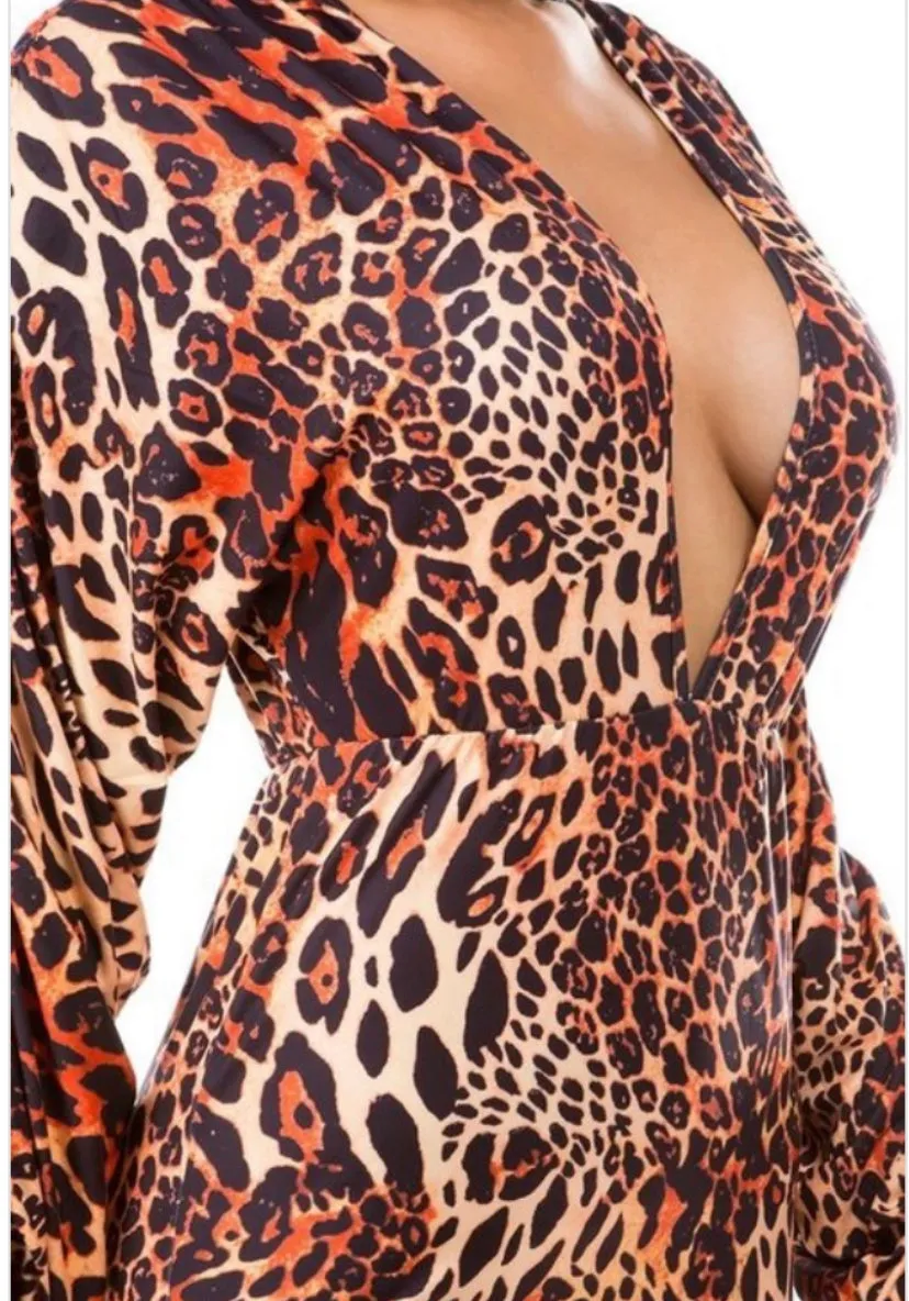 WOMEN "Fitted Cheetah Print Jumpsuit"