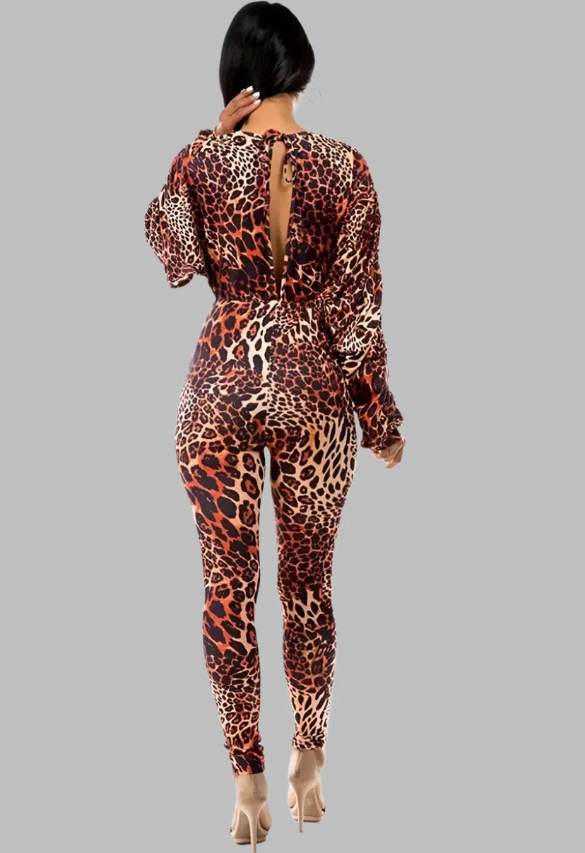 WOMEN "Fitted Cheetah Print Jumpsuit"