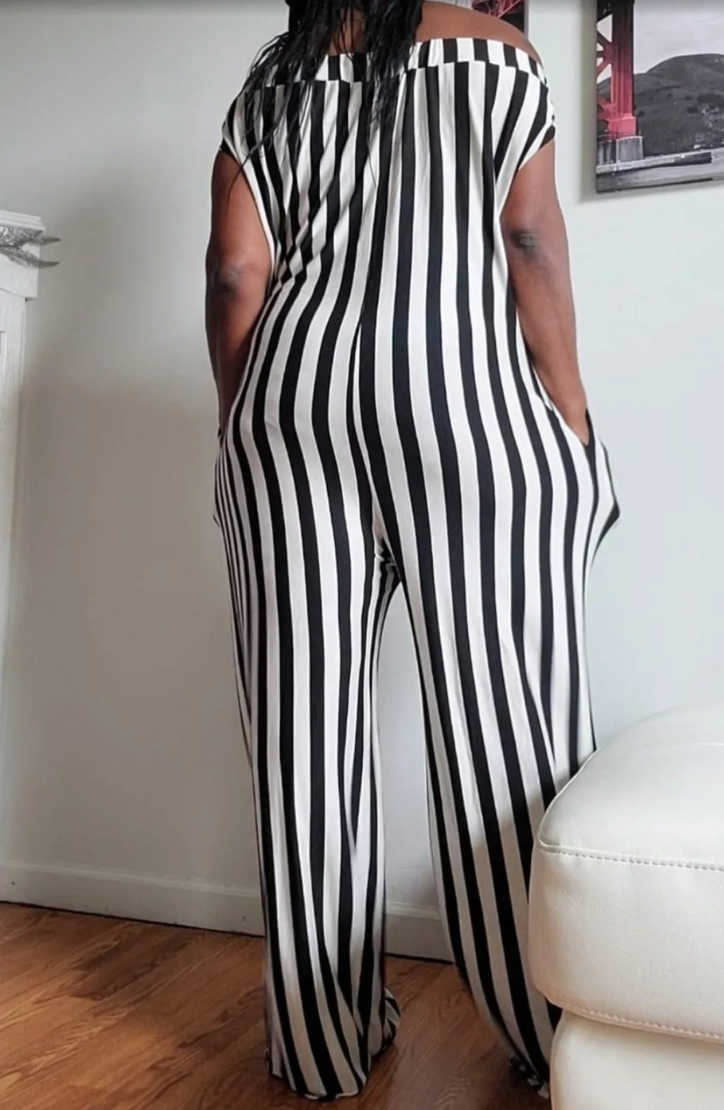 WOMEN "Sleeveless Wide-Leg Black and White Jumpsuit"