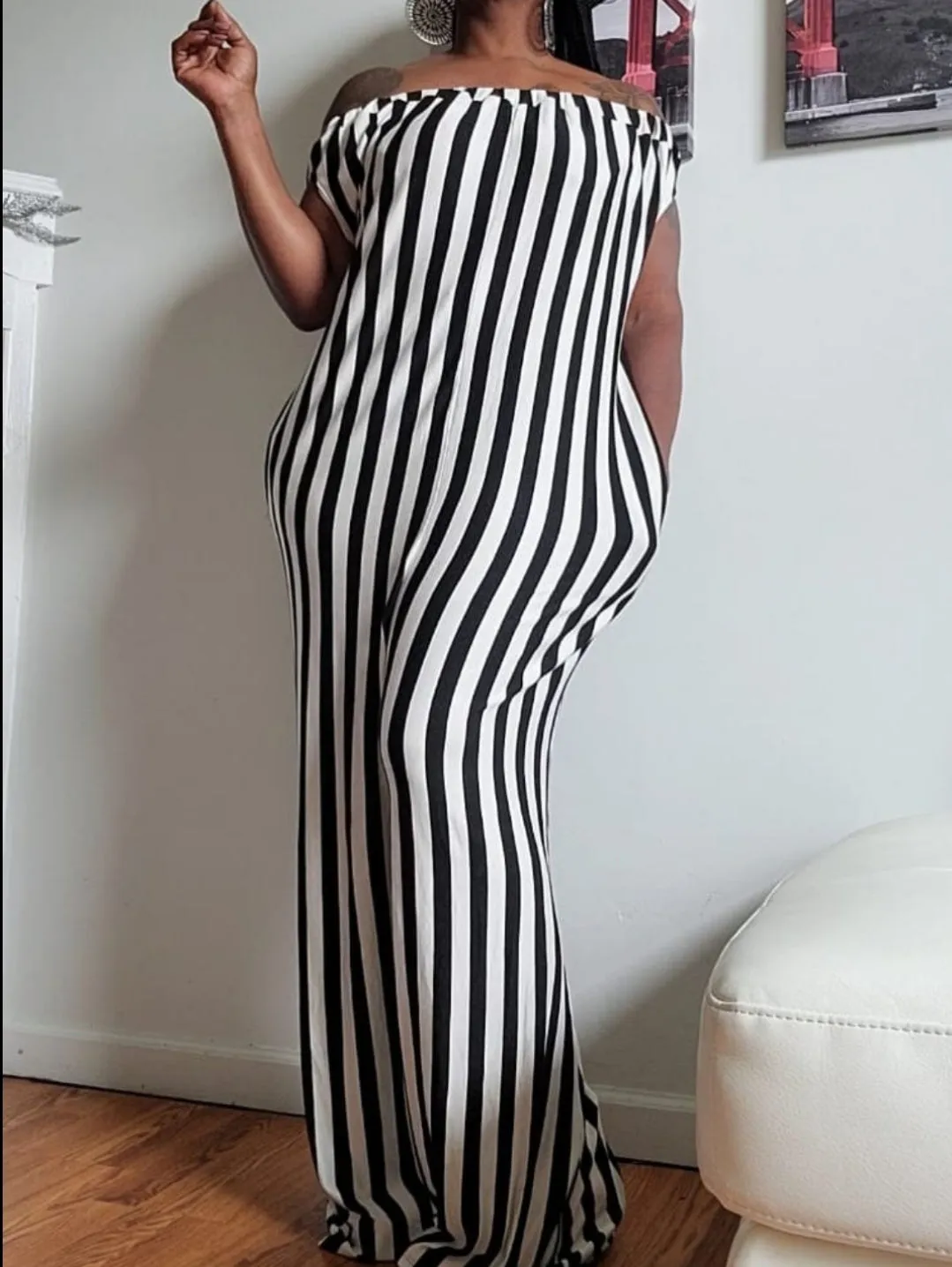 WOMEN "Sleeveless Wide-Leg Black and White Jumpsuit"