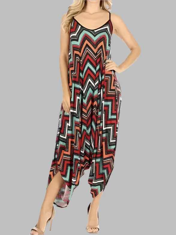 WOMEN "Vibrant Sleeveless Summer Graphic Jumpsuit"