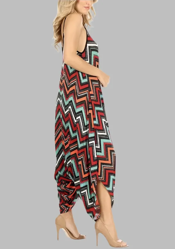 WOMEN "Vibrant Sleeveless Summer Graphic Jumpsuit"