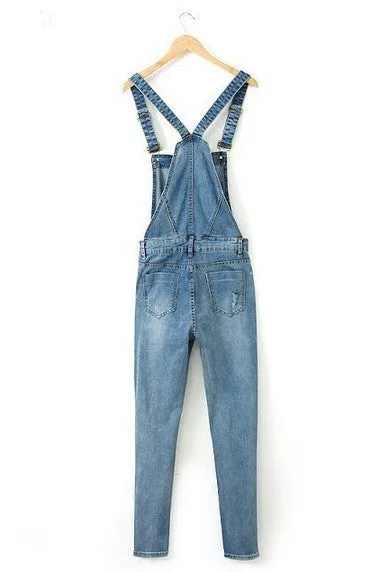 Women Ripped Denim Jumpsuit