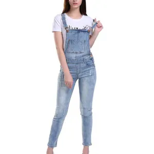 Women Ripped Denim Jumpsuit