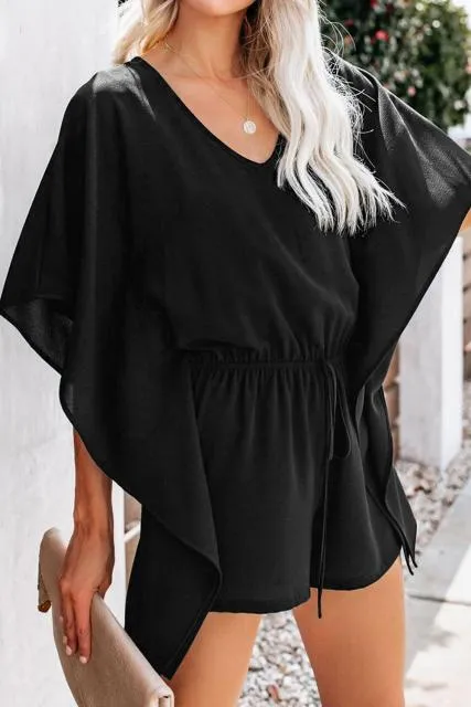 Women V-neck Sleeve Female High Waist Jumpsuit