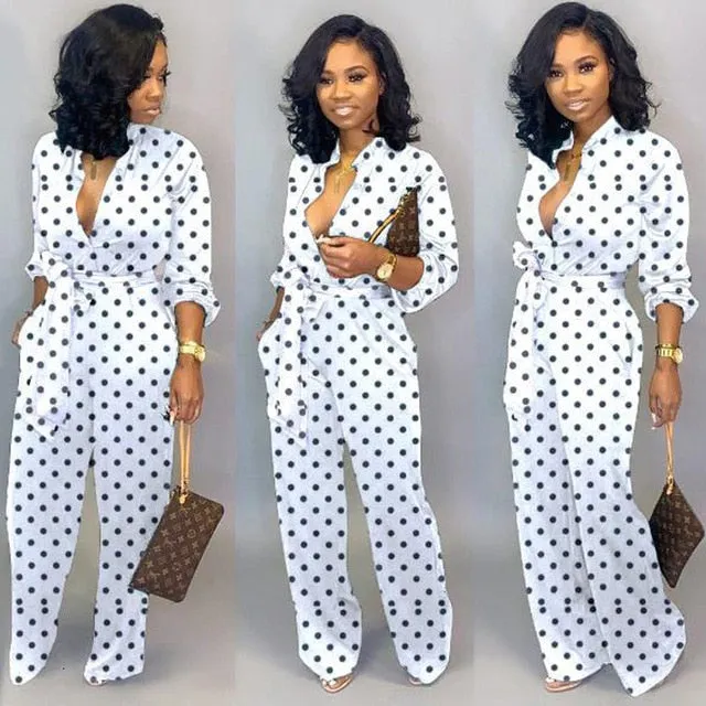 Women's  Button Up Self Belted Pockets Jumpsuit