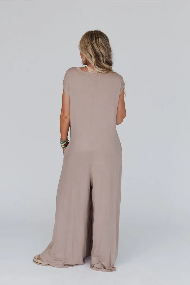 Women's Daphne Button down Jumpsuit in Mocha