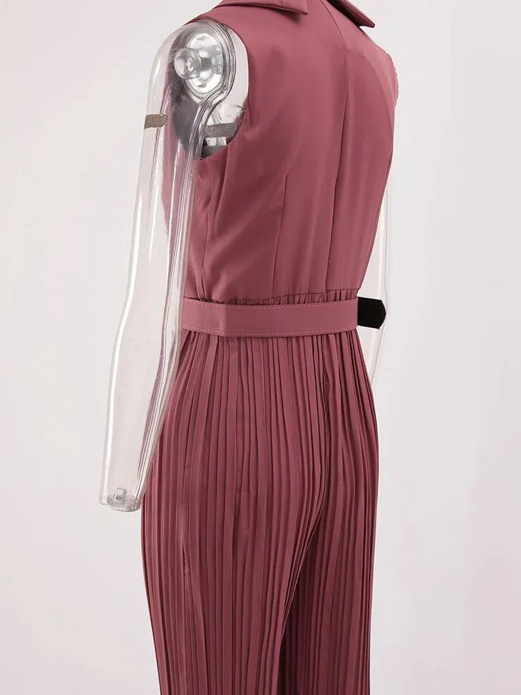 Women's Elegant Chic Pleated Sleeveless Jumpsuit