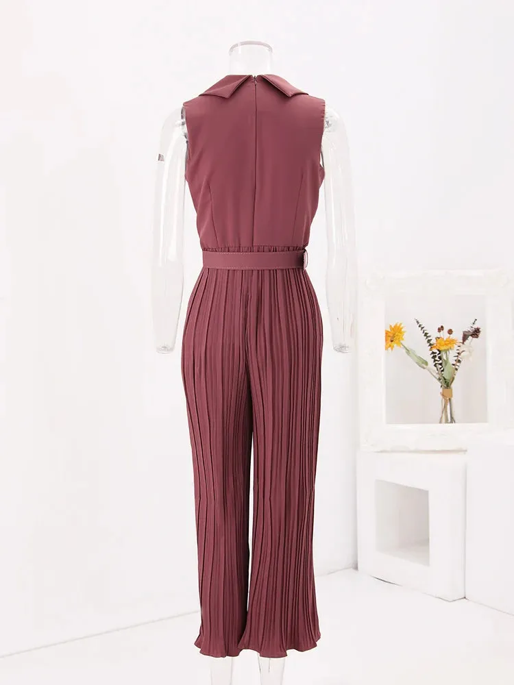 Women's Elegant Chic Pleated Sleeveless Jumpsuit