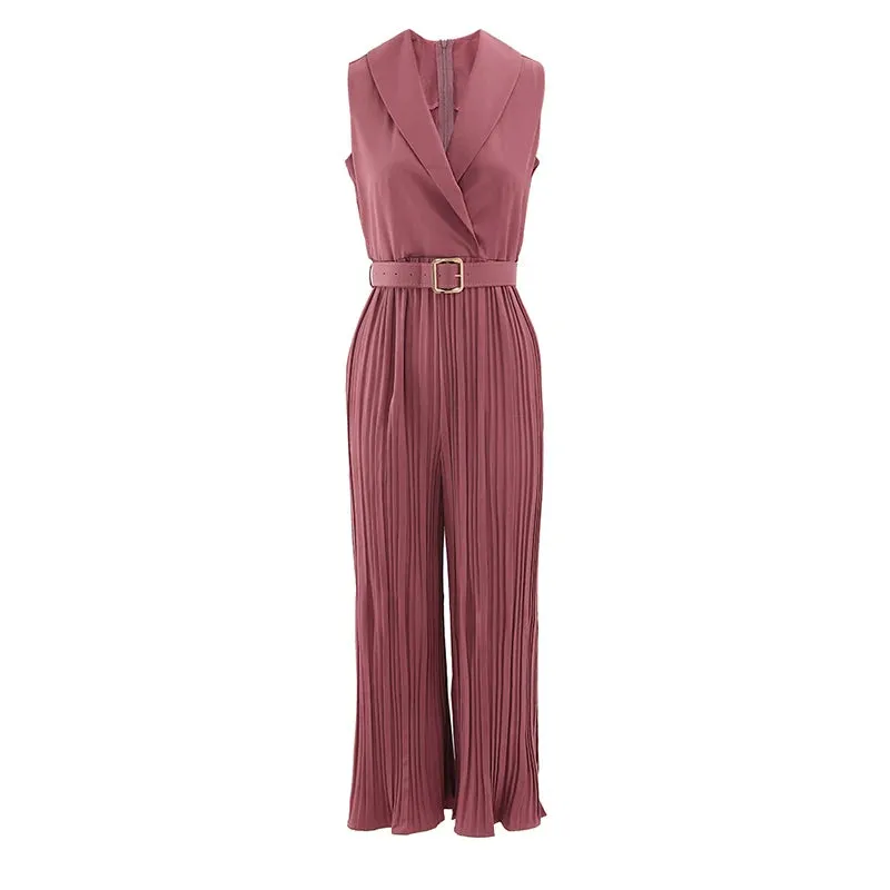 Women's Elegant Chic Pleated Sleeveless Jumpsuit