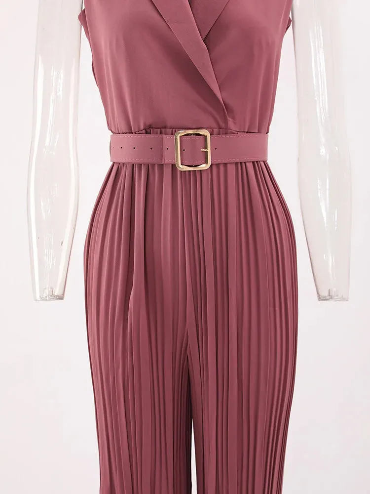 Women's Elegant Chic Pleated Sleeveless Jumpsuit