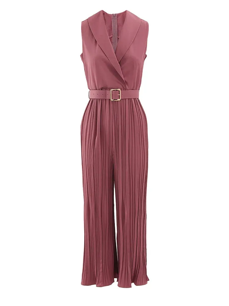 Women's Elegant Chic Pleated Sleeveless Jumpsuit