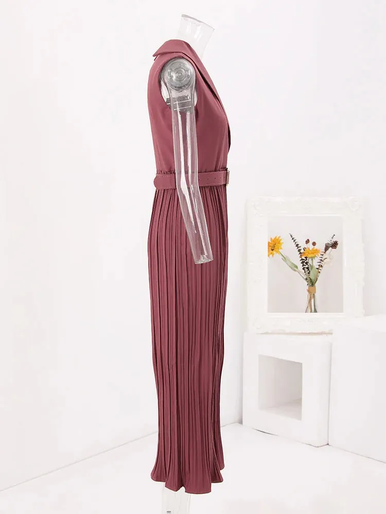 Women's Elegant Chic Pleated Sleeveless Jumpsuit