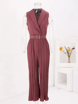 Women's Elegant Chic Pleated Sleeveless Jumpsuit