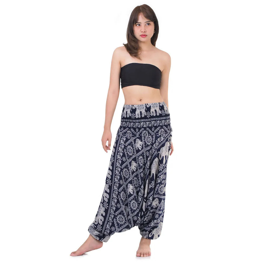 Women's Elephant 2-in-1 Jumpsuit Harem Pants Black