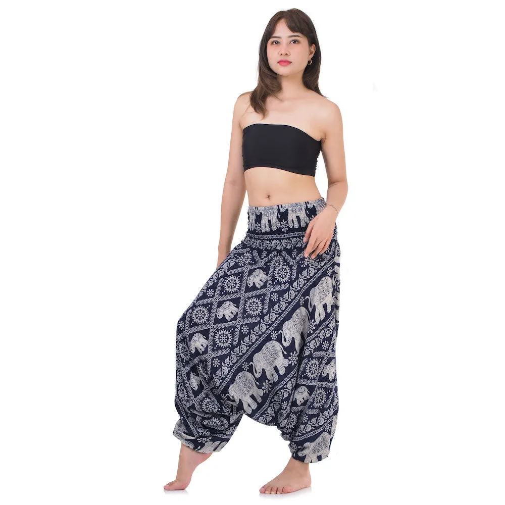 Women's Elephant 2-in-1 Jumpsuit Harem Pants Black