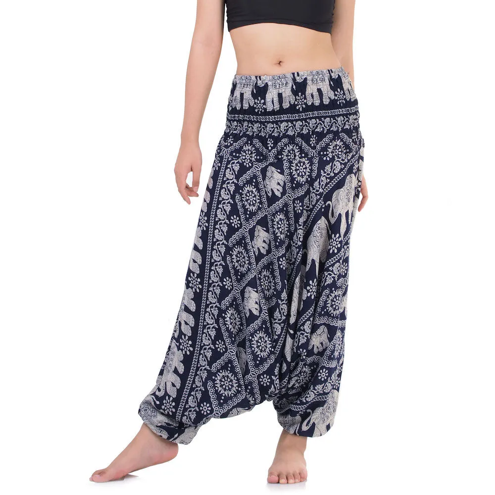 Women's Elephant 2-in-1 Jumpsuit Harem Pants Black