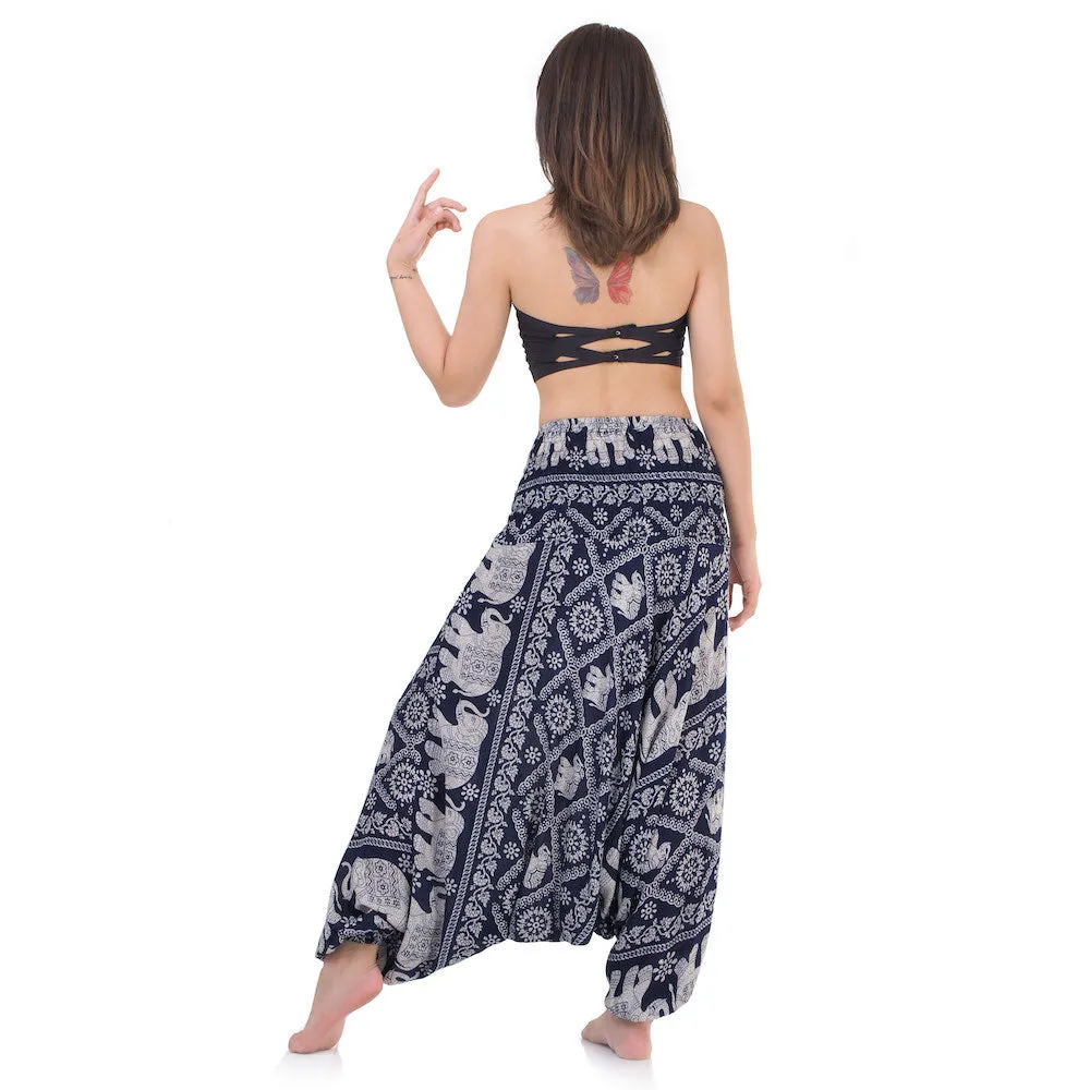 Women's Elephant 2-in-1 Jumpsuit Harem Pants Black