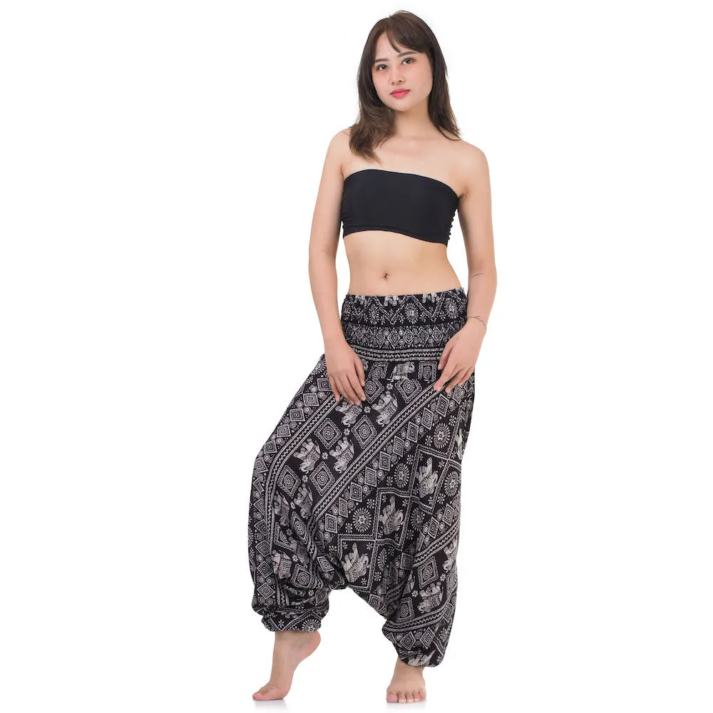 Women's Elephant 2-in-1 Jumpsuit Harem Pants Blue