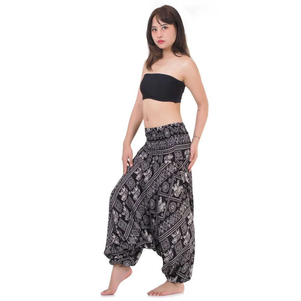 Women's Elephant 2-in-1 Jumpsuit Harem Pants Blue