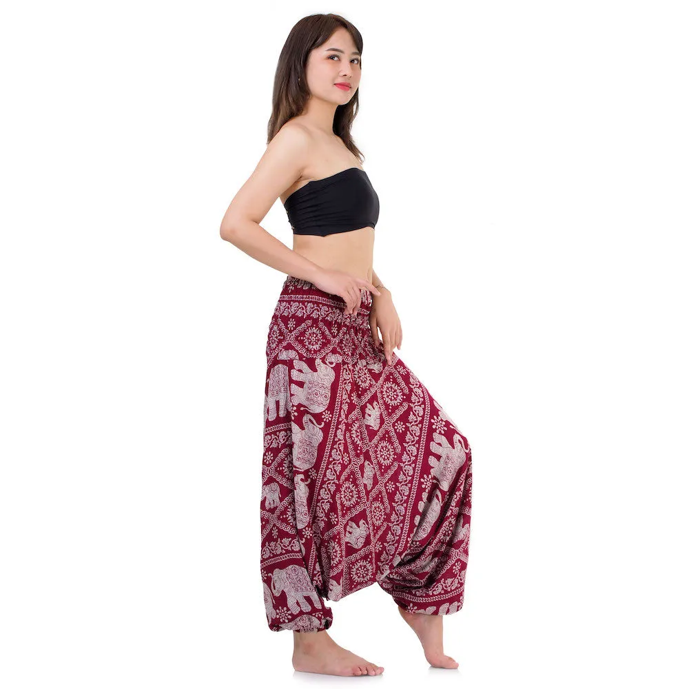 Women's Elephant 2-in-1 Jumpsuit Harem Pants Blue