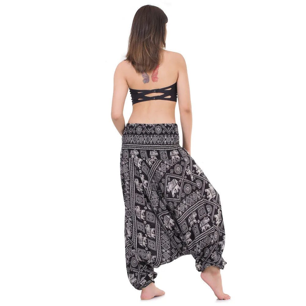 Women's Elephant 2-in-1 Jumpsuit Harem Pants Blue