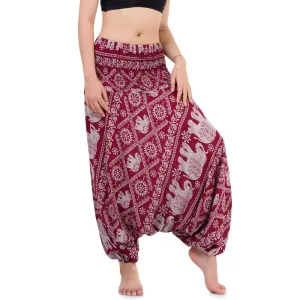 Women's Elephant 2-in-1 Jumpsuit Harem Pants Red