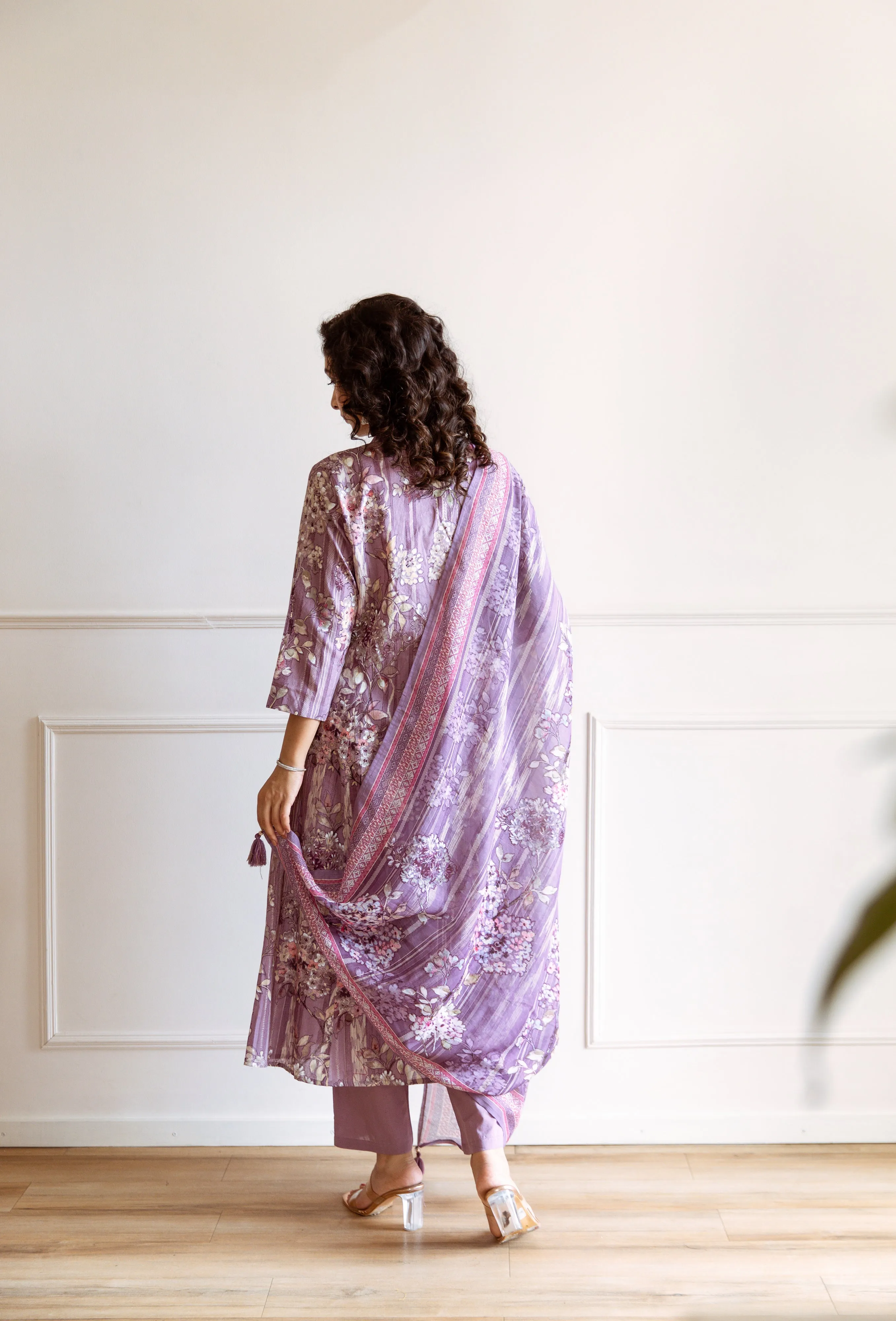 Women's Lavendea Cotton Kurta Pantand Dupatta Set