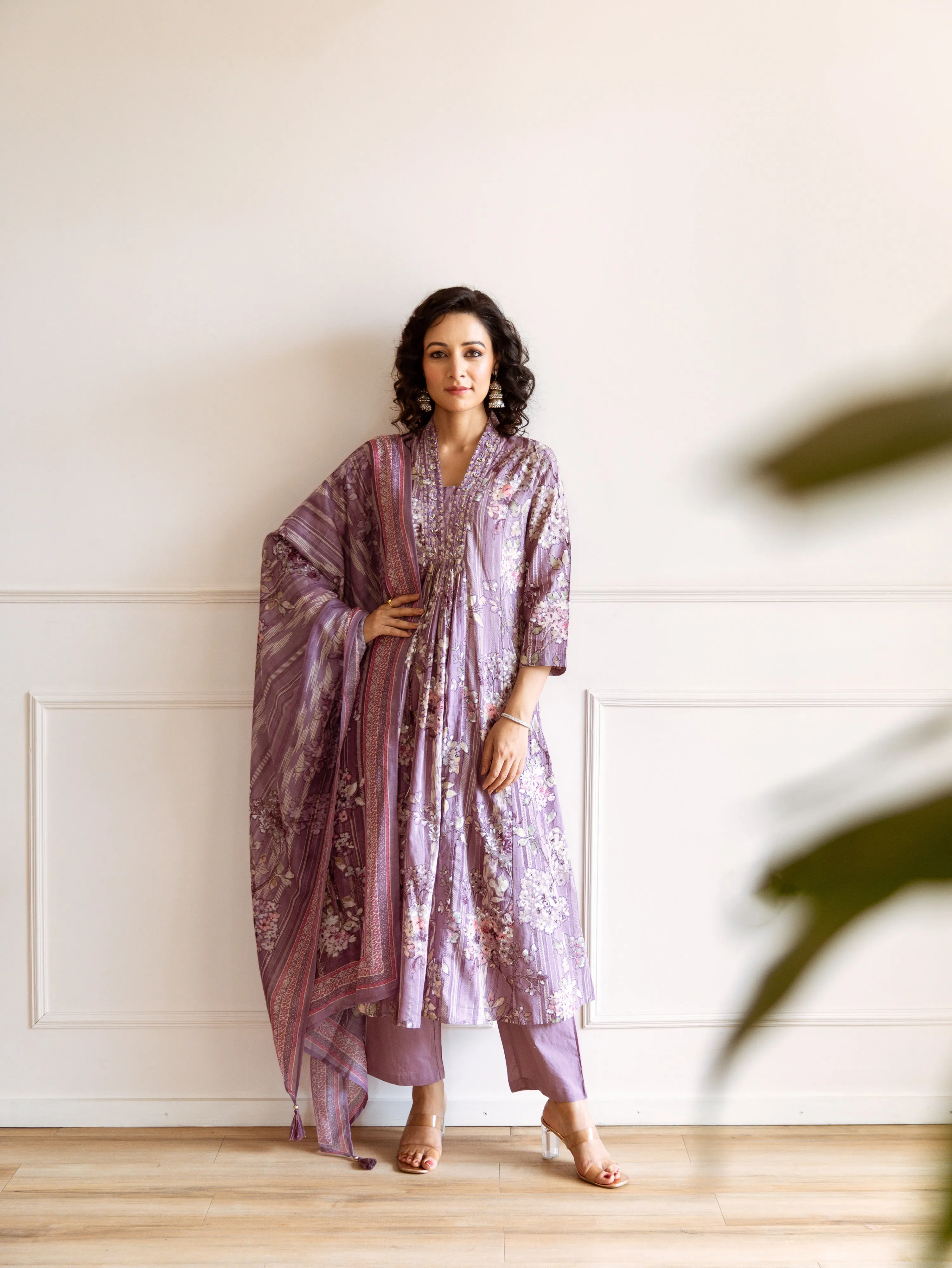 Women's Lavendea Cotton Kurta Pantand Dupatta Set