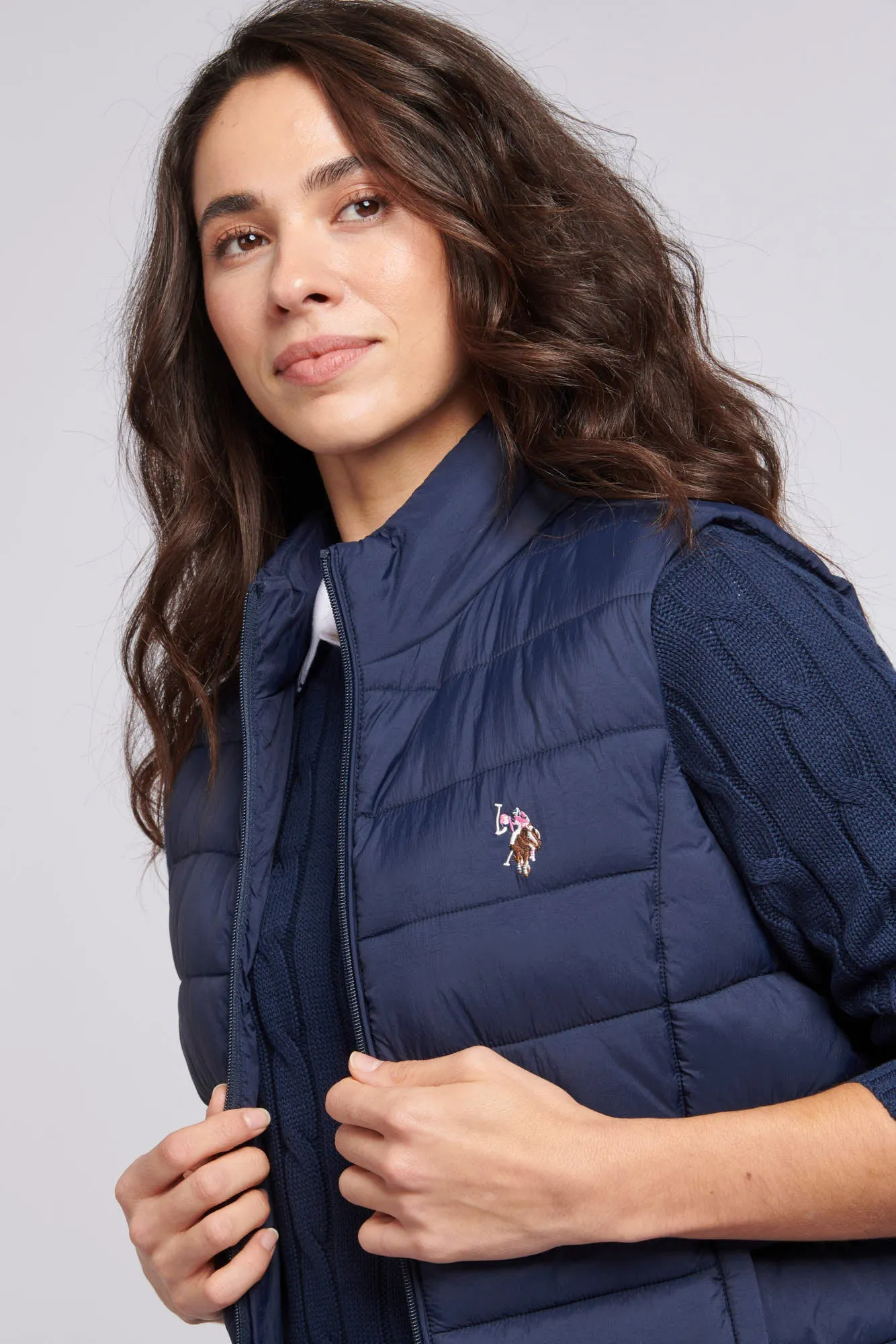 Womens Lightweight Puffer Gilet in Navy Iris