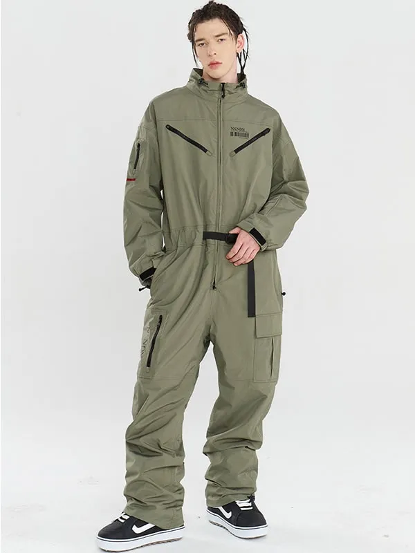 Women's Nandn Mountain Cargo Baggy Snowsuit One Piece Snow Jumpsuit