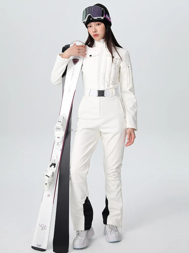 Women's One-piece Slim Ski Suits High elasticity Snow Jumpsuit