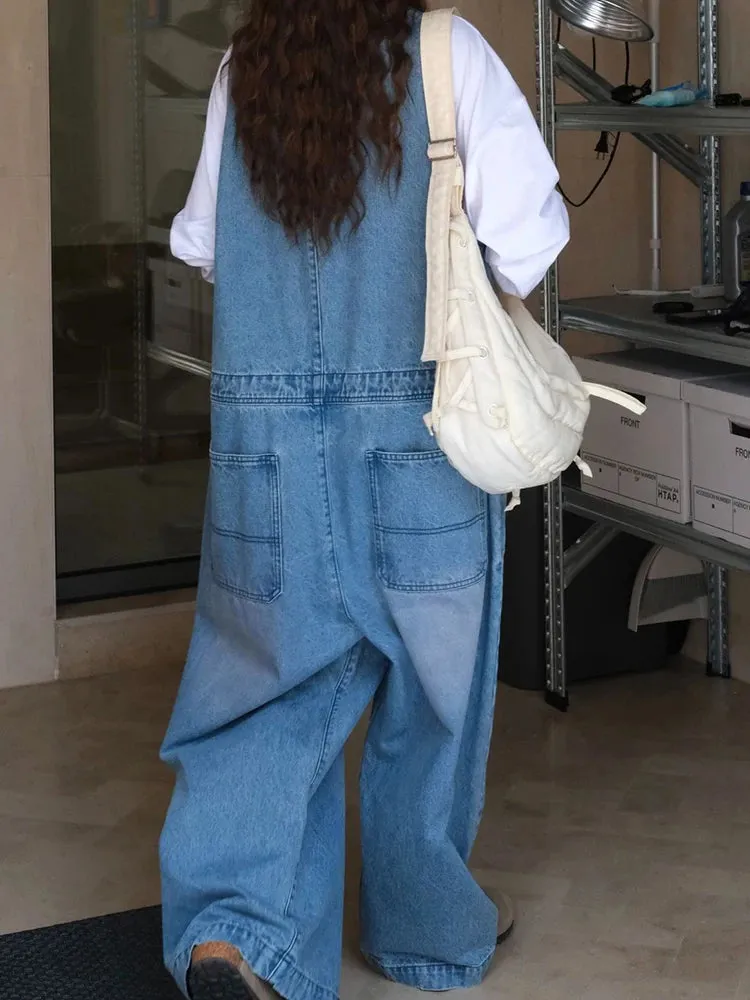 Women's Oversized Wide Leg Denim Jumpsuit