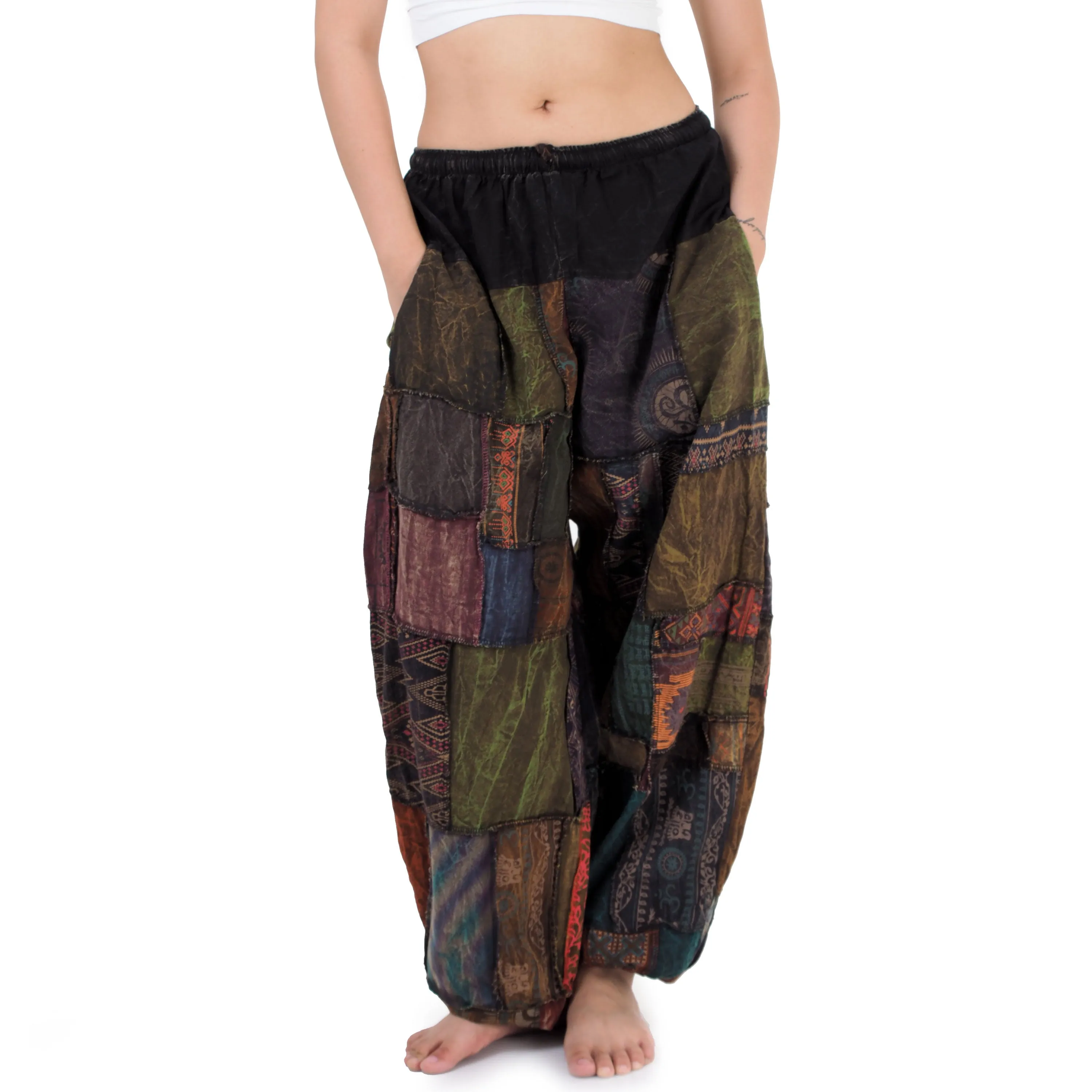 Women's Patchwork Harem Pants Om Forest Spirit