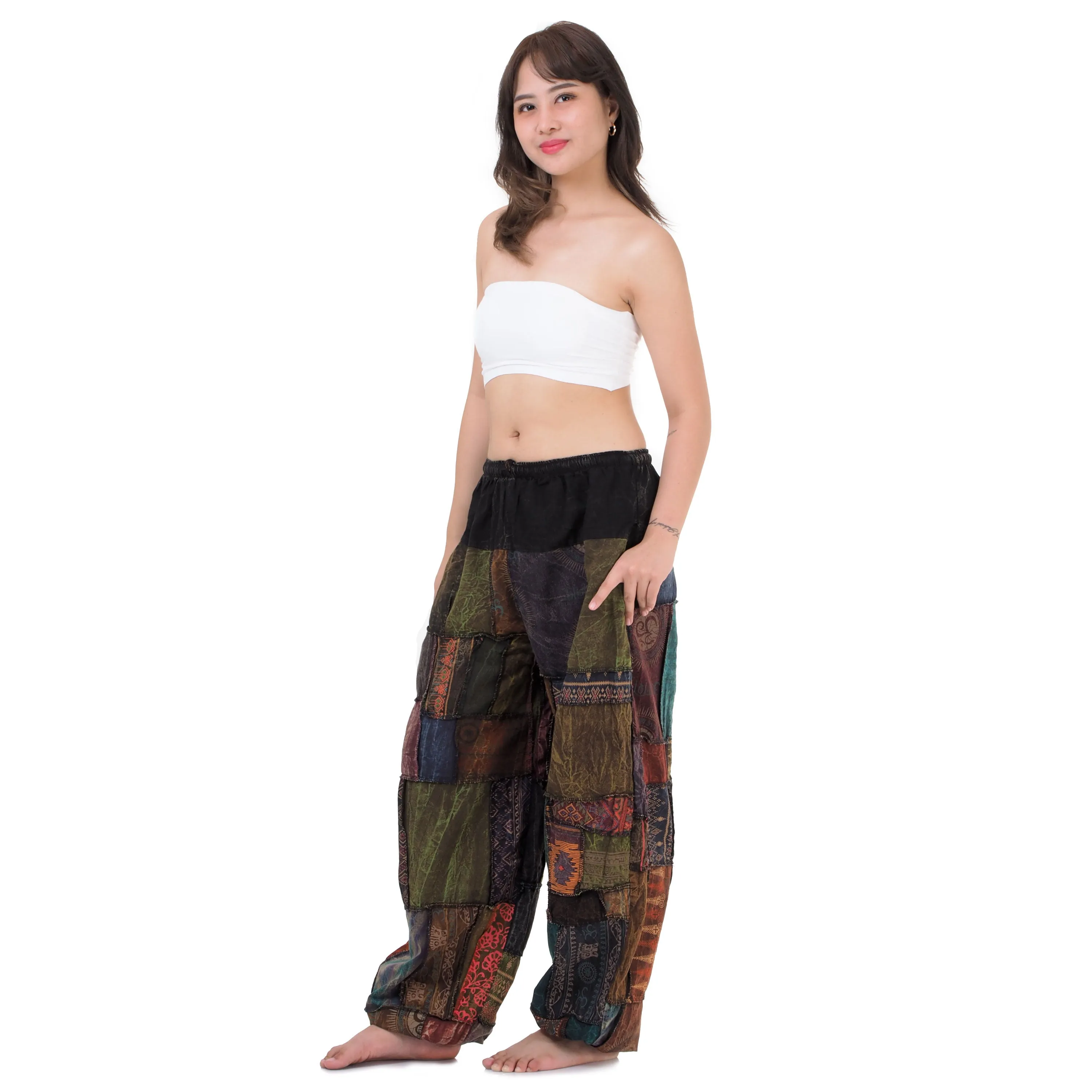 Women's Patchwork Harem Pants Om Forest Spirit