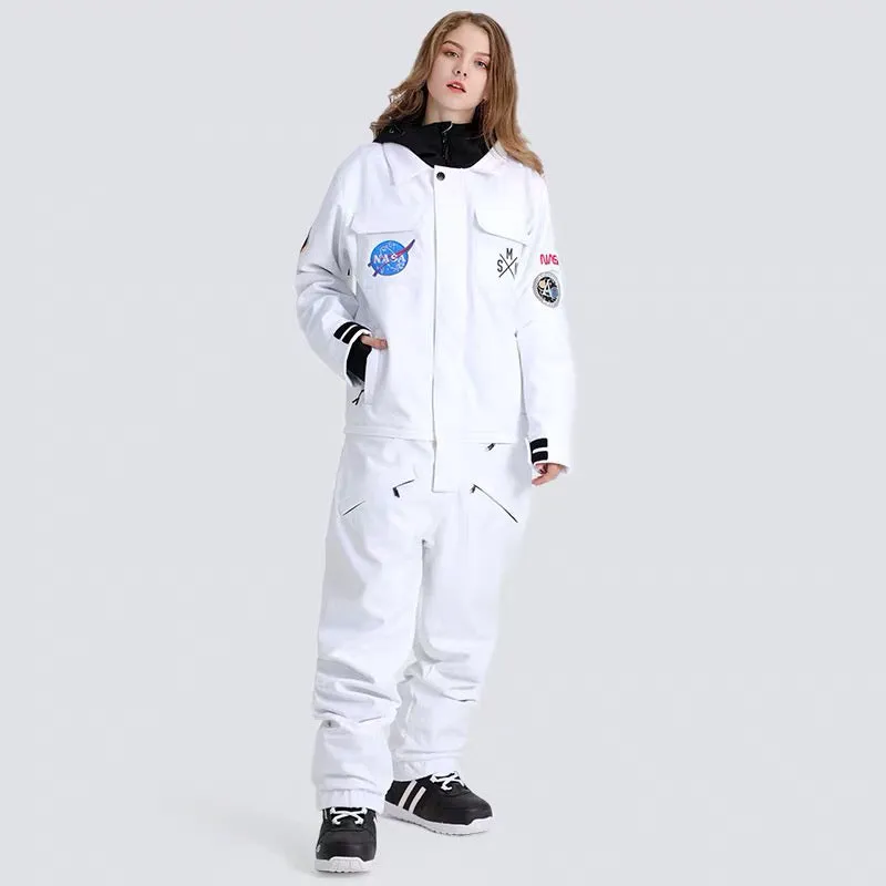 Women's SMN Slope Star Nasa Icon One Piece Ski Suits Winter Snowsuits