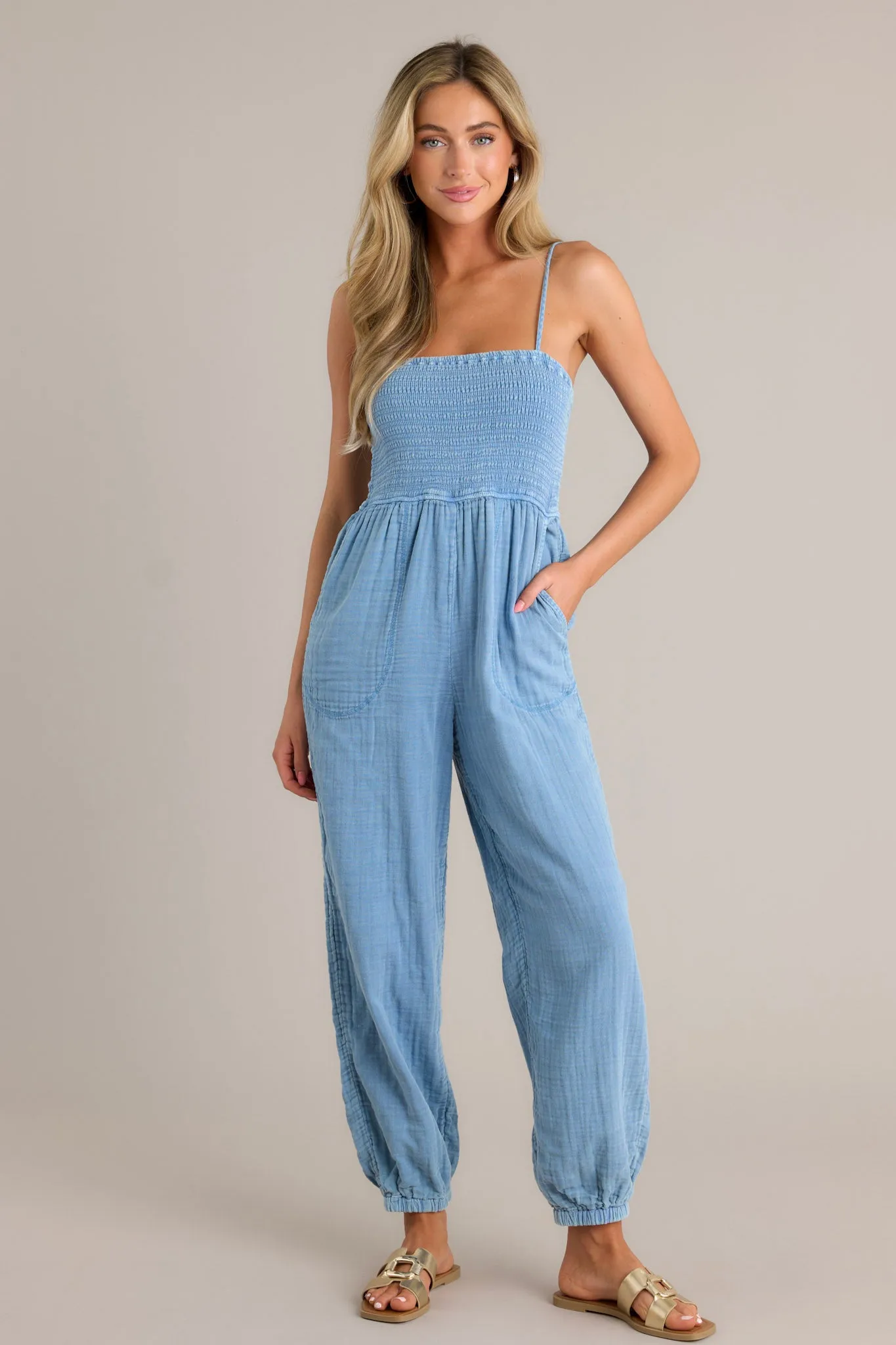 Z Supply Santos Deep Indigo Gauze Jumpsuit