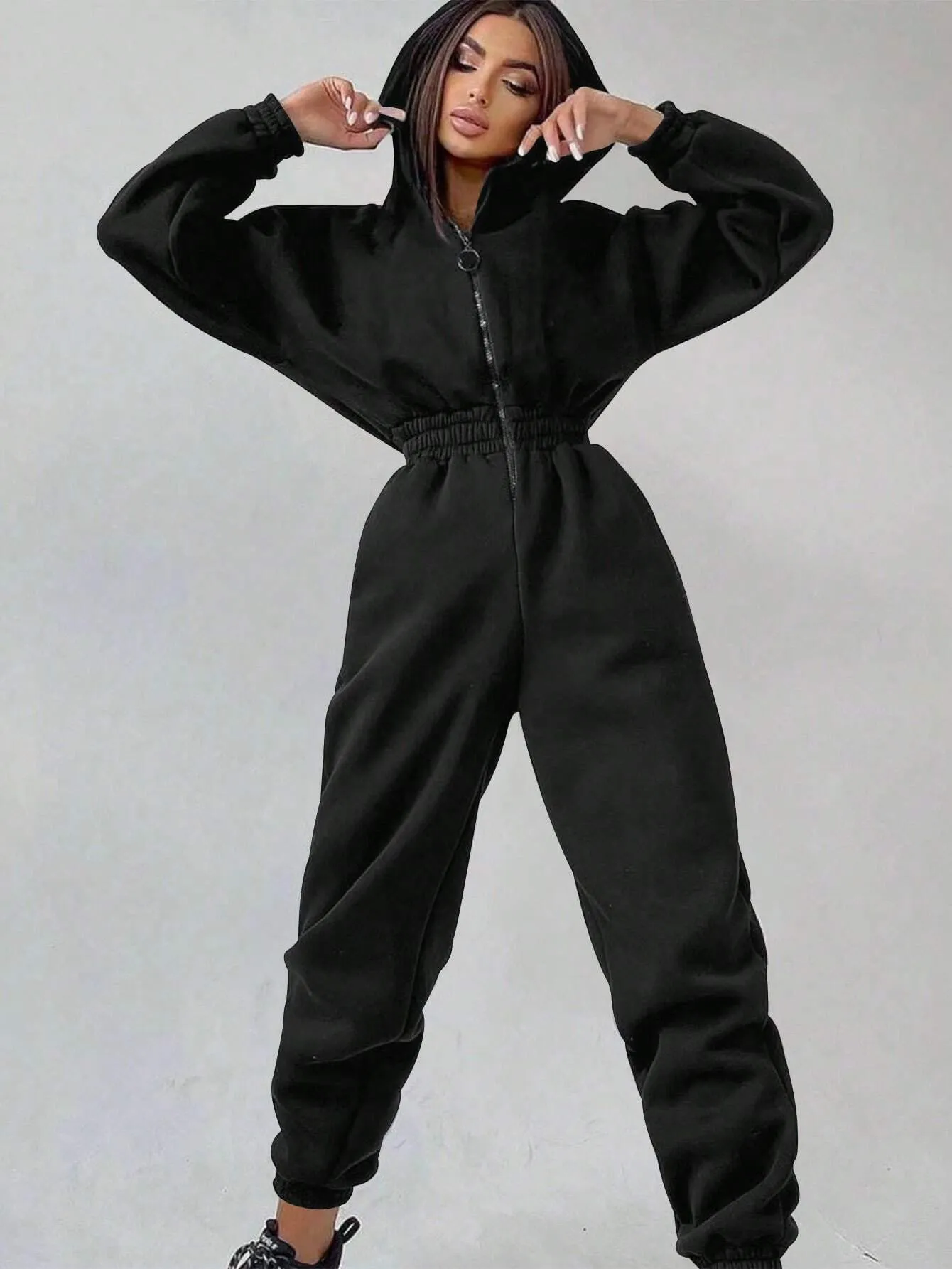 Zipper Front Waist-Cinching Jumpsuit FW24