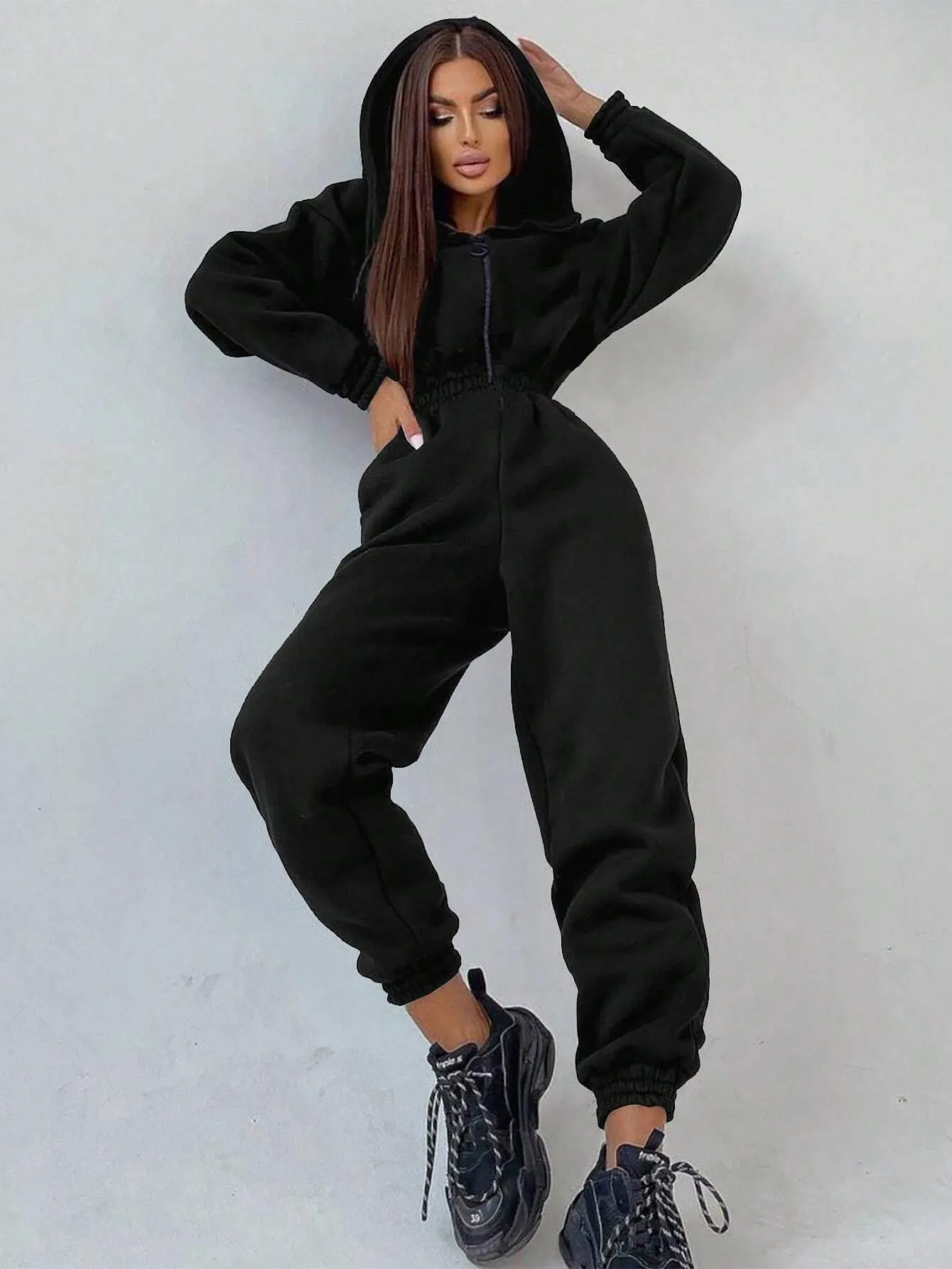 Zipper Front Waist-Cinching Jumpsuit FW24