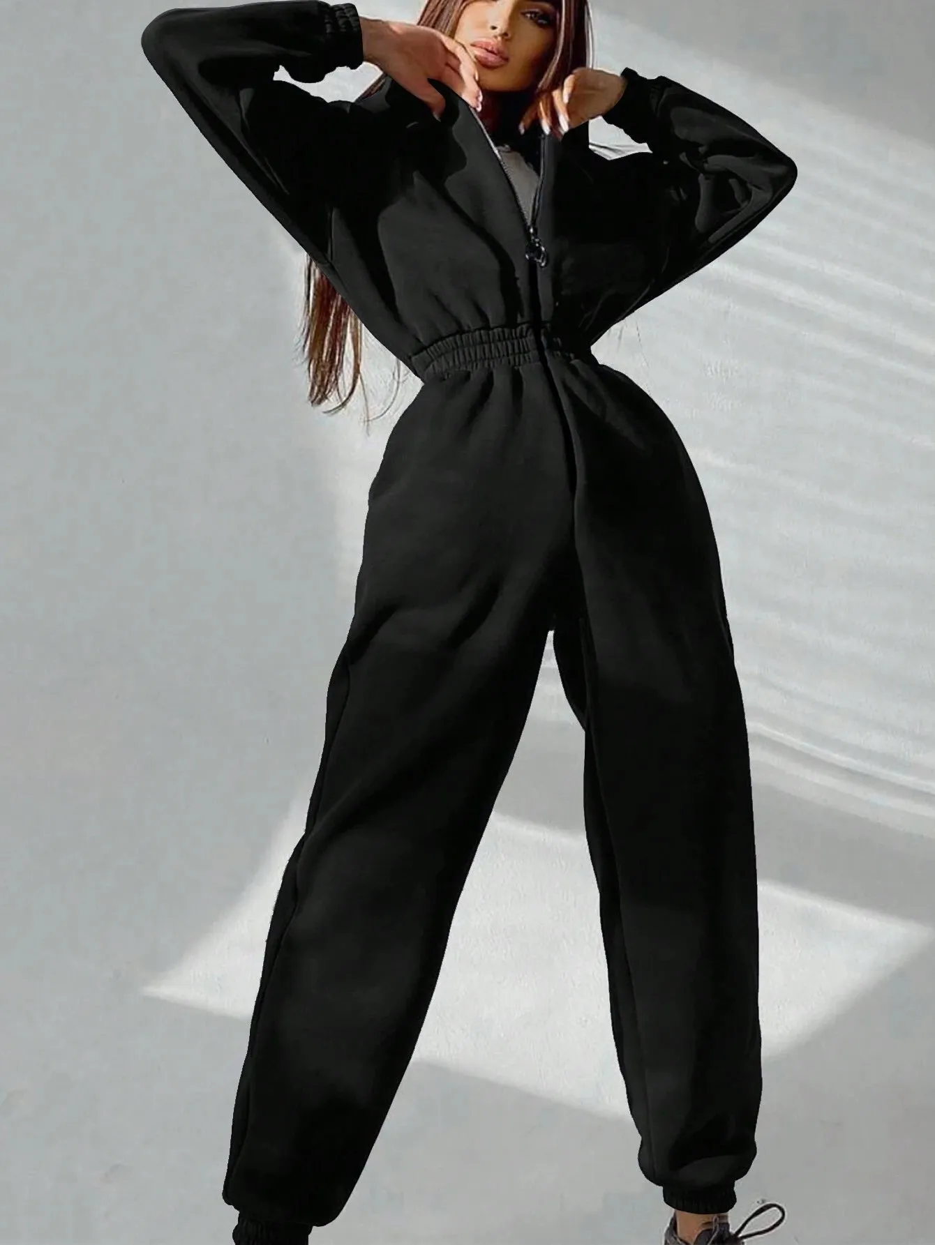 Zipper Front Waist-Cinching Jumpsuit FW24